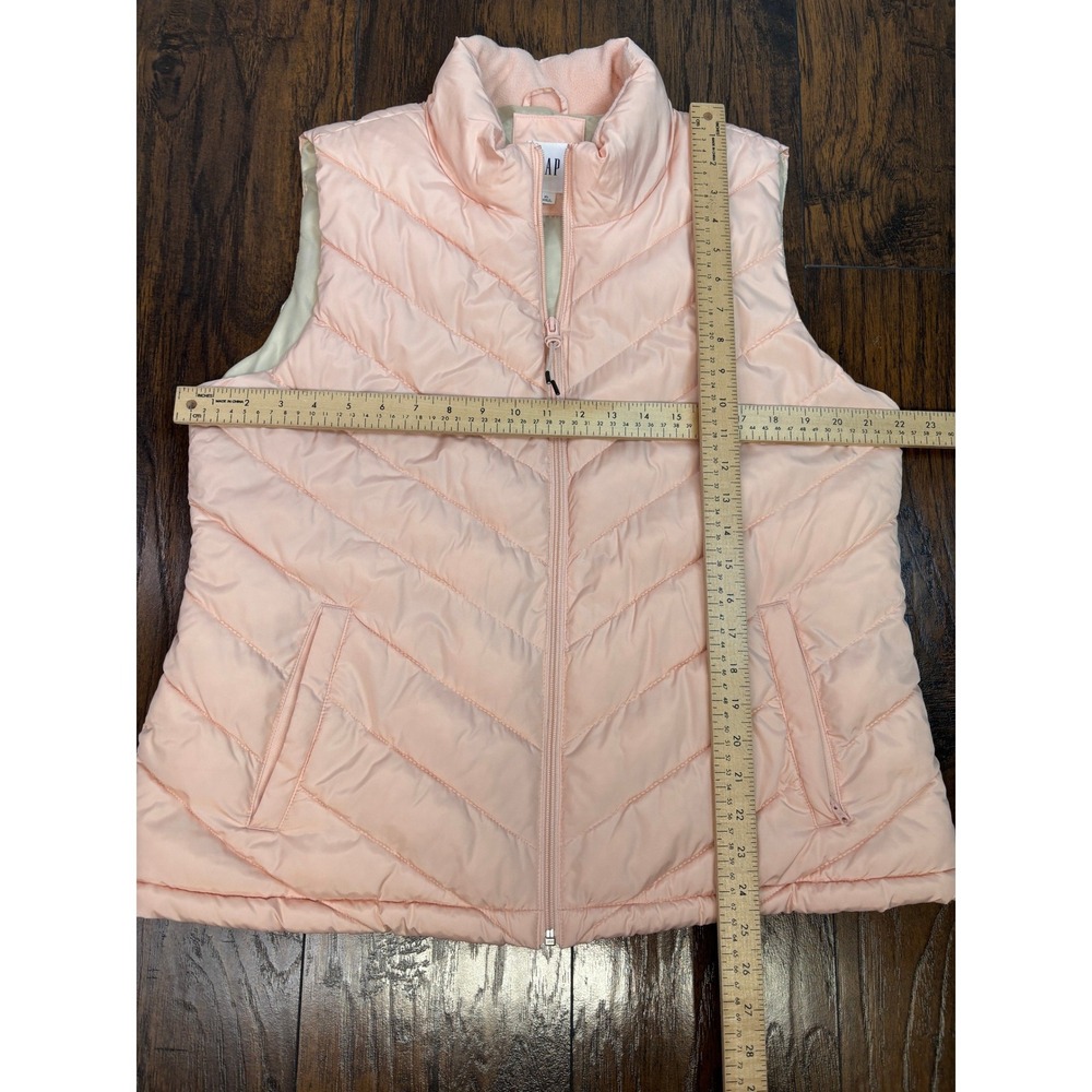 Gap Puffer Vest XL Peach Pink Quilted Full Zip Outerwear Sleeveless Jacket - Picture 7 of 9
